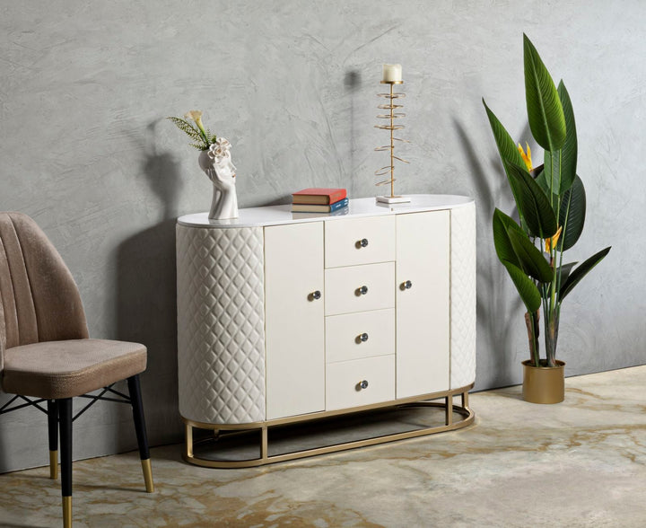 Weiss Holz Schrank Mit Goldbasis Sharon Aufbewahrung (Marmorplatte)