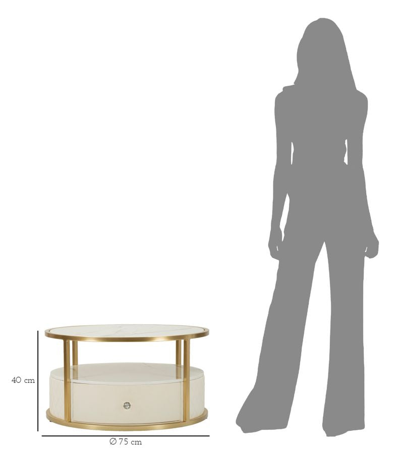 Runder Couchtisch Mit Goldbasis Sharon Modernes Design (Marmorplatte)