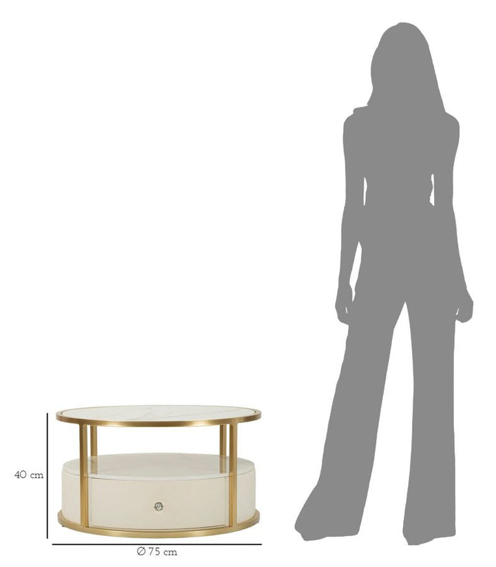 Runder Couchtisch Mit Goldbasis Sharon Modernes Design (Marmorplatte)