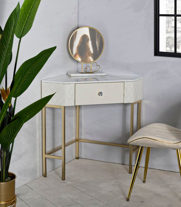Weiss Konsolentisch Mit Goldrahmen Angie Elegantes Design (Marmorplatte)