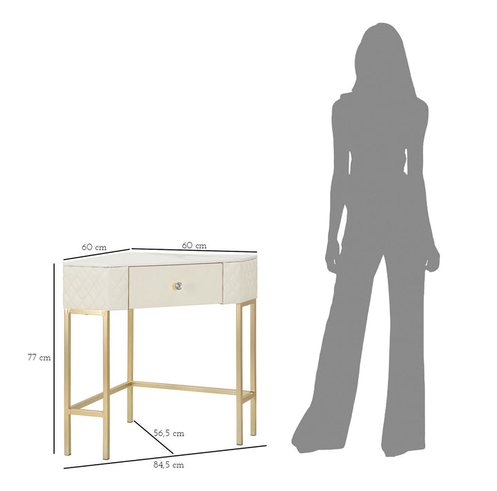 Weiss Konsolentisch Mit Goldrahmen Angie Elegantes Design (Marmorplatte)
