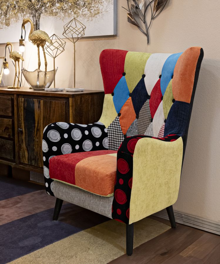 Patchwork Polstersessel Mehrfarbig Akzentstuhl
