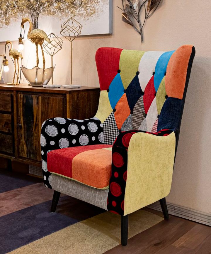 Patchwork Polstersessel Mehrfarbig Akzentstuhl