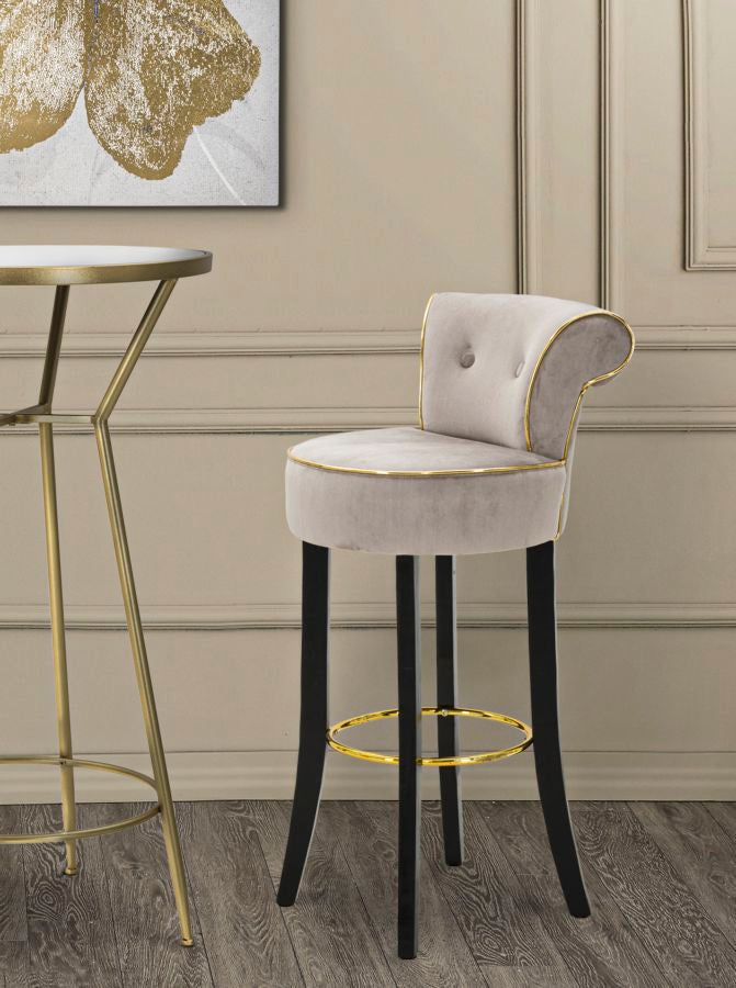 Grau Samt Barhocker Mit Goldbeinen Luxy Counter Chair