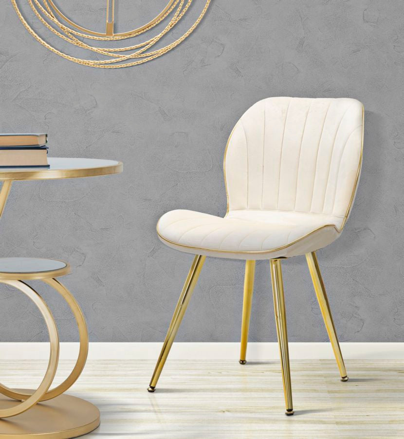 2er Set Creme Samt Essstuehle Mit Goldbeinen Paris Space