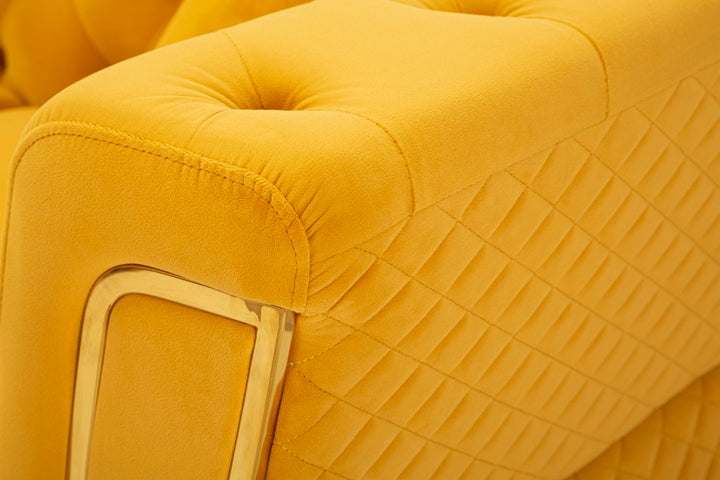 Senfgelb Samt Sofa Mit Kissen Emy 2 Sitzer