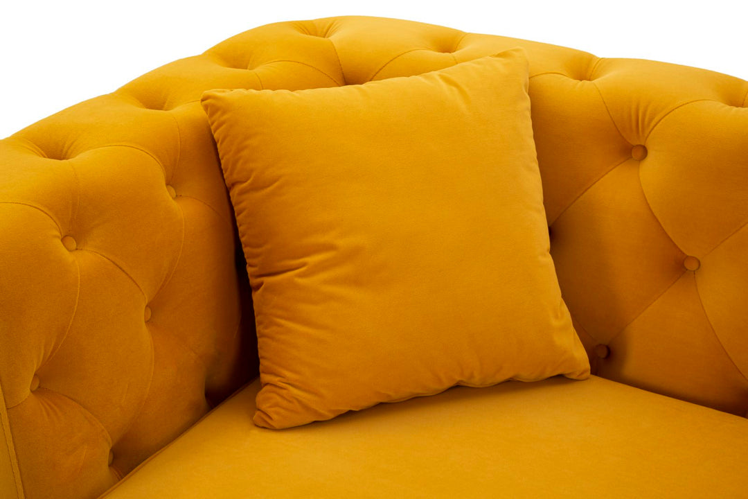Senfgelb Samt Sofa Mit Kissen Emy 2 Sitzer