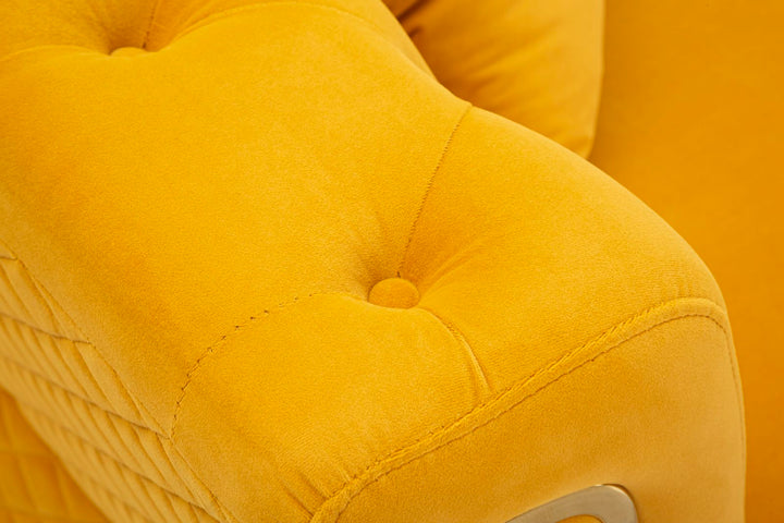 Senfgelb Samt Sofa Mit Kissen Emy 2 Sitzer