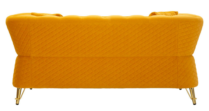 Senfgelb Samt Sofa Mit Kissen Emy 2 Sitzer