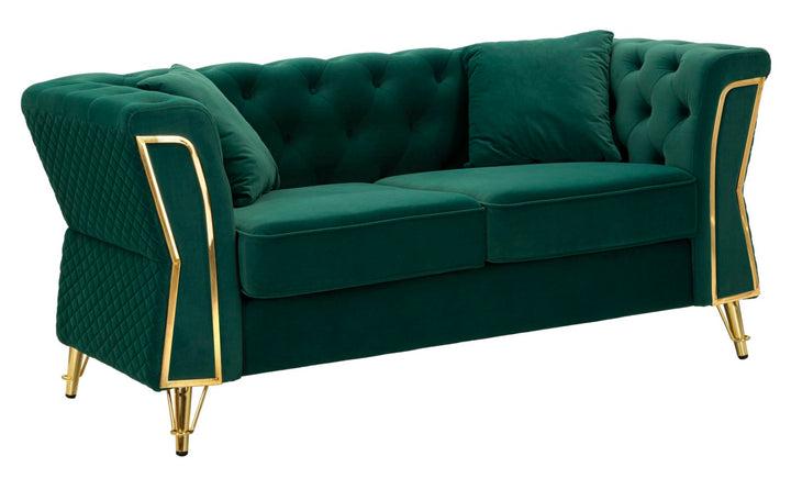 Grün Samt Sofa Mit Kissen Emy 2 Sitzer