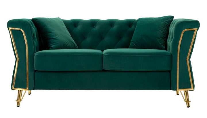 Grün Samt Sofa Mit Kissen Emy 2 Sitzer