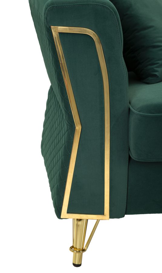 Grün Samt Sofa Mit Kissen Emy 2 Sitzer