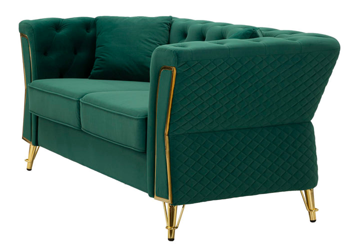 Grün Samt Sofa Mit Kissen Emy 2 Sitzer