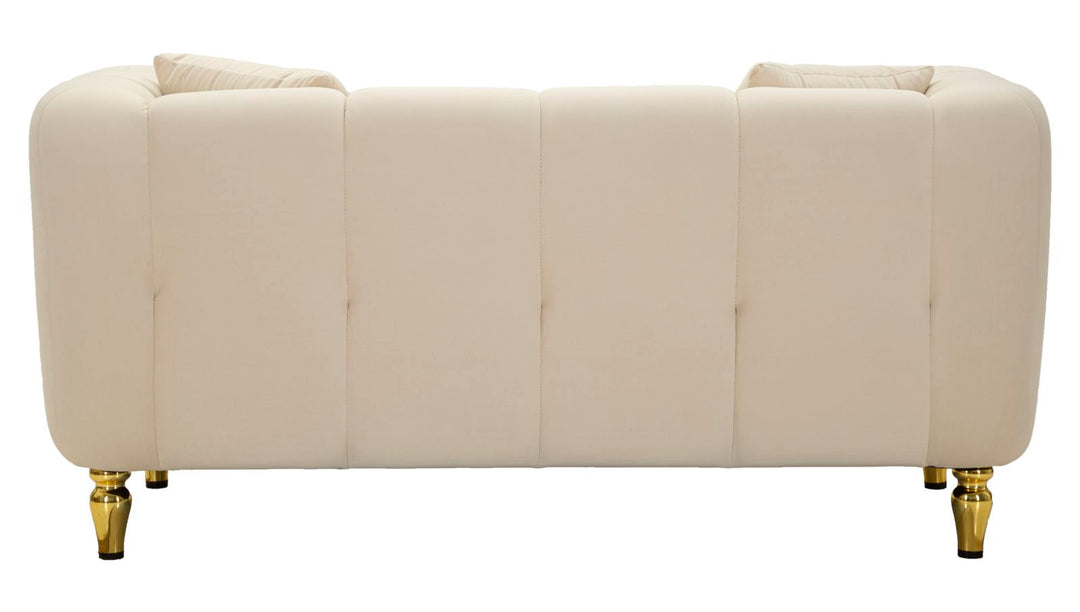 Creme Samt Sofa Mit Kissen Alma 2 Sitzer