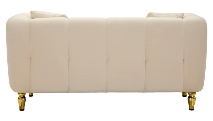 Creme Samt Sofa Mit Kissen Alma 2 Sitzer