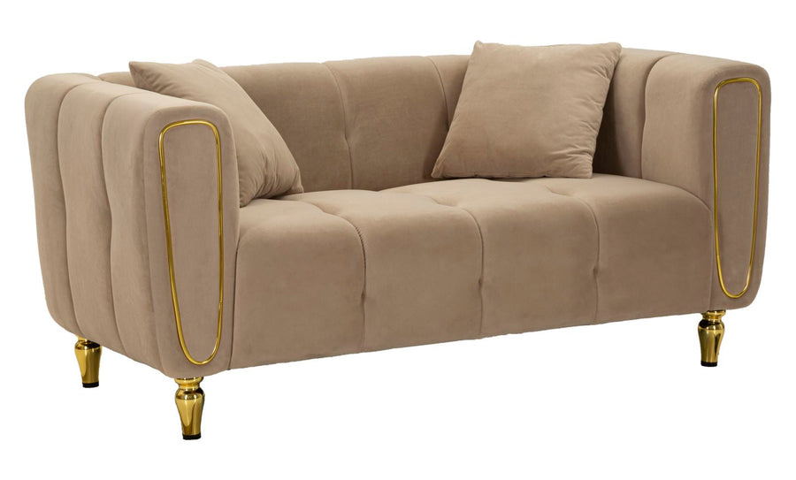 Grau Samt Sofa Mit Kissen Alma 2 Sitzer