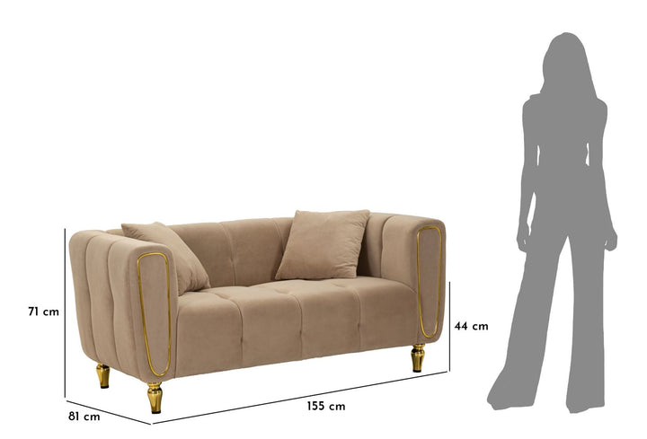 Grau Samt Sofa Mit Kissen Alma 2 Sitzer