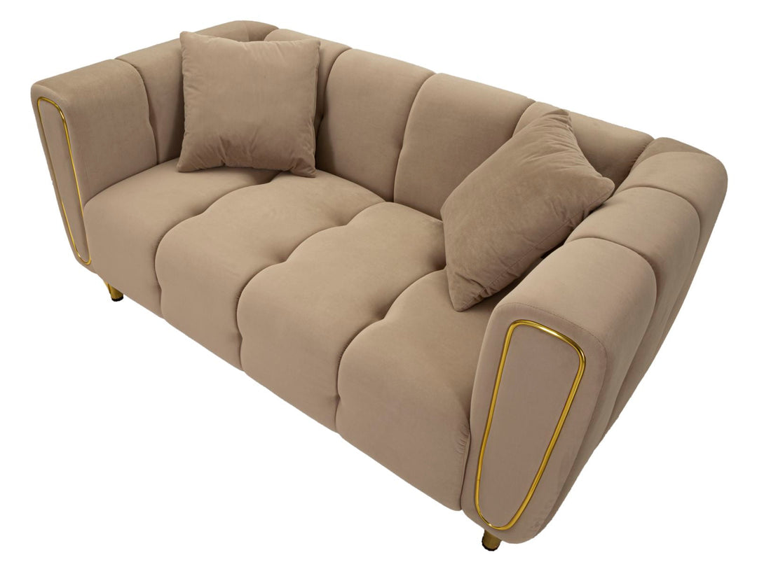 Grau Samt Sofa Mit Kissen Alma 2 Sitzer
