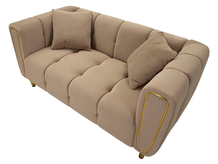 Grau Samt Sofa Mit Kissen Alma 2 Sitzer