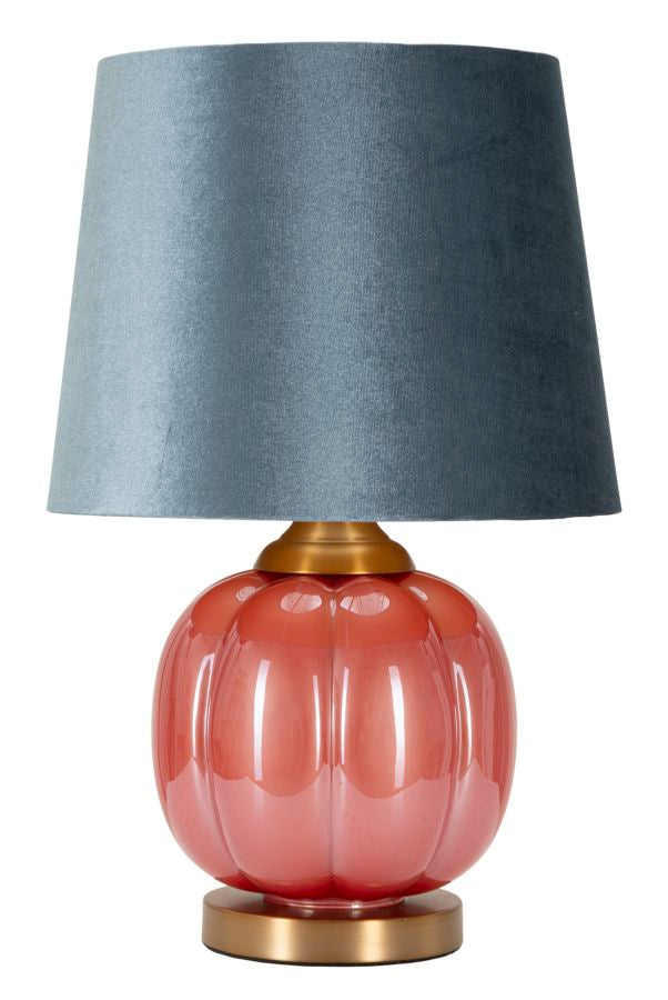 Blau Rot Tischlampe Stoffschirm Helene Ball Design