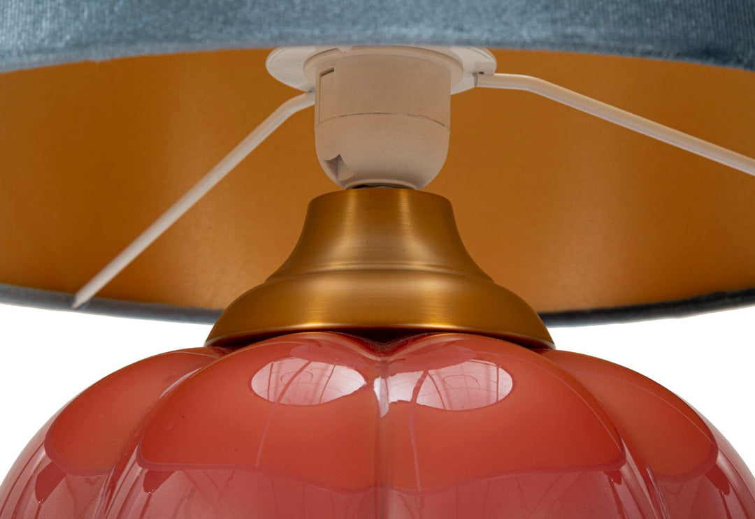 Blau Rot Tischlampe Stoffschirm Helene Ball Design