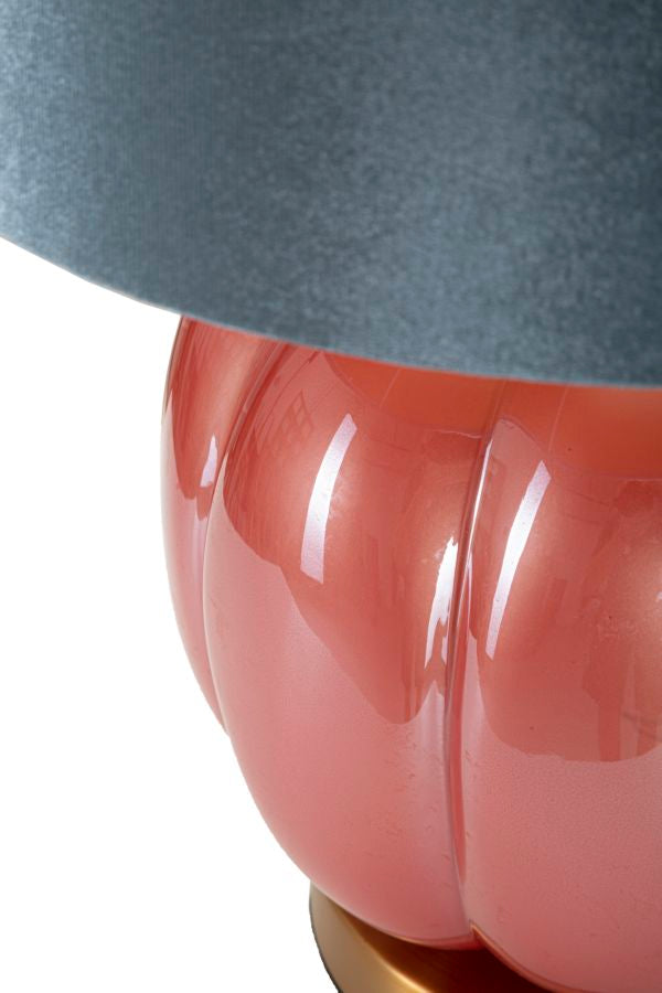 Blau Rot Tischlampe Stoffschirm Helene Ball Design