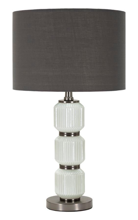 Klar Glas Silber Tischlampe Stoffschirm Bright Three