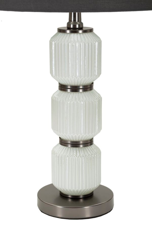Klar Glas Silber Tischlampe Stoffschirm Bright Three