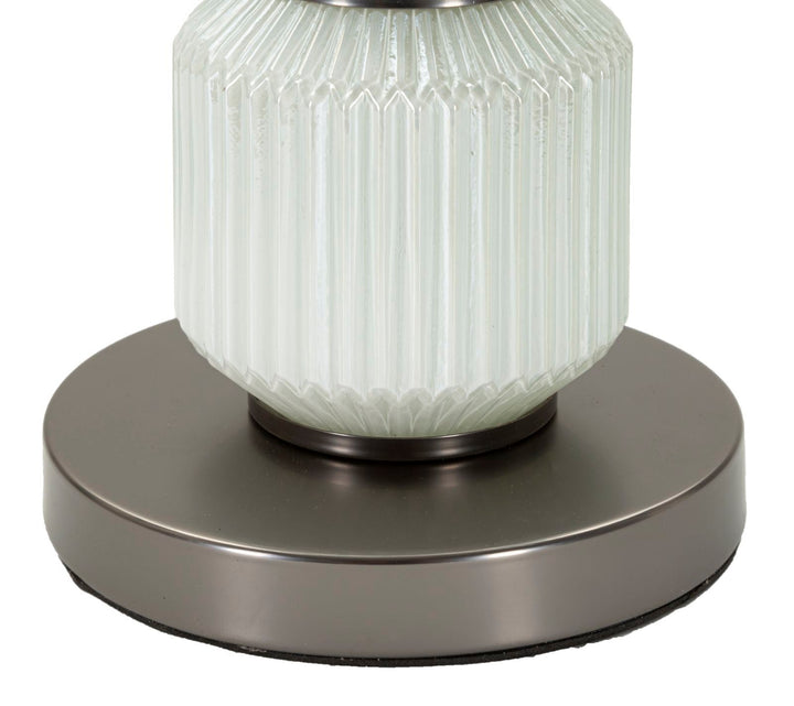 Klar Glas Silber Tischlampe Stoffschirm Bright Three