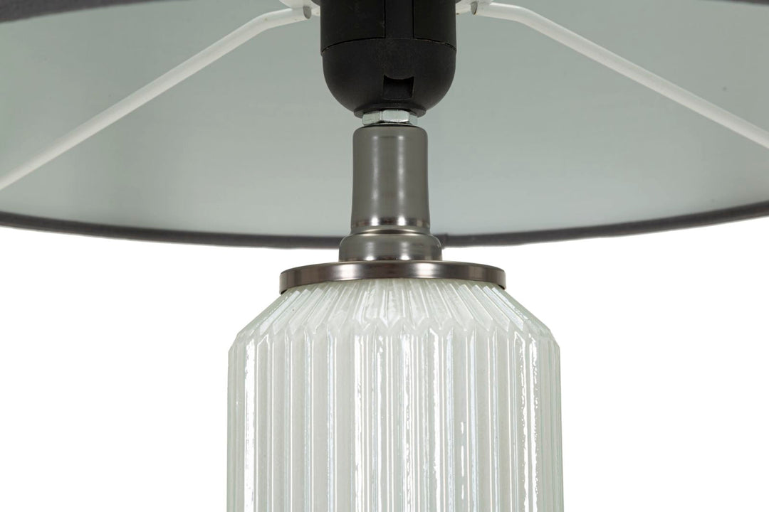 Klar Glas Silber Tischlampe Stoffschirm Bright Three