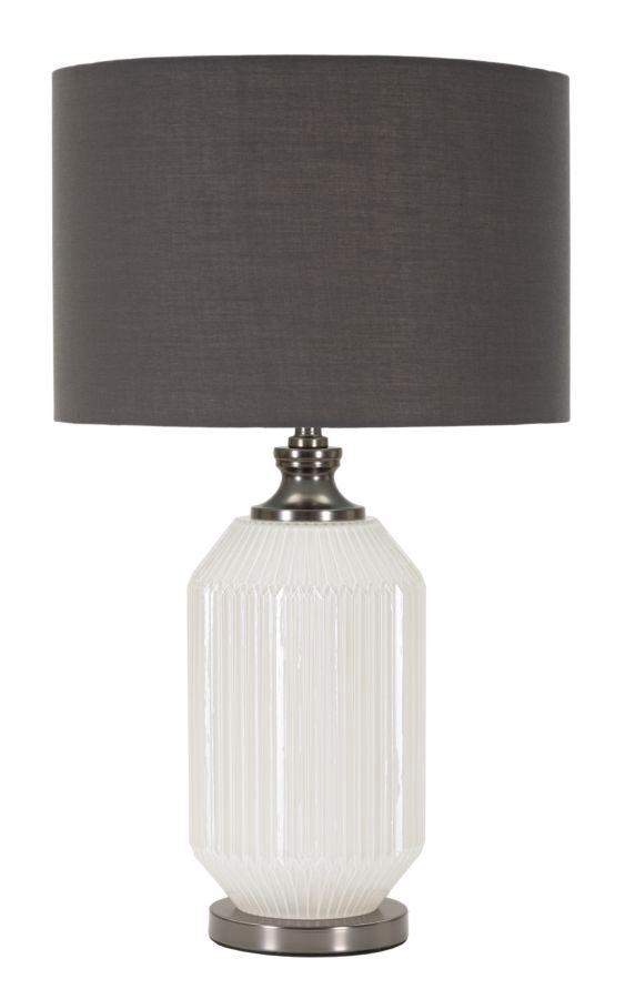 Schwarz Silber Tischlampe Stoffschirm Brighty Kollektion