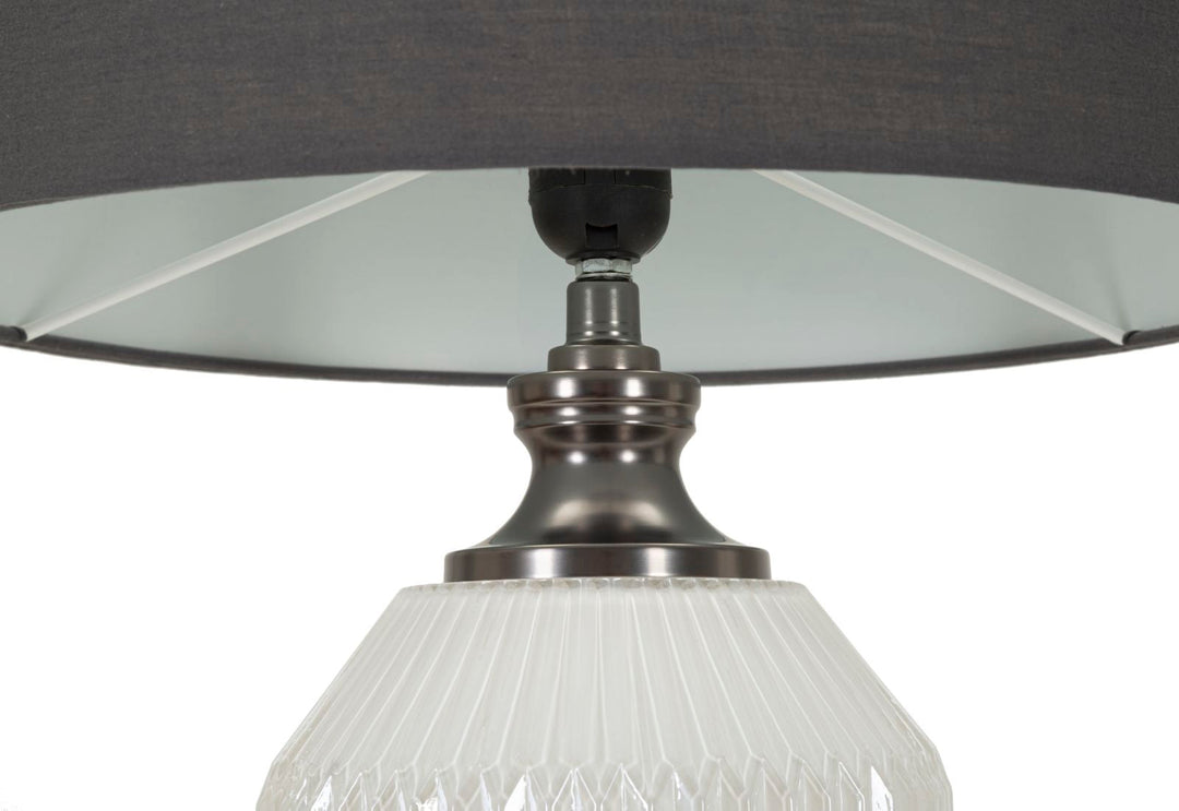 Schwarz Silber Tischlampe Stoffschirm Brighty Kollektion