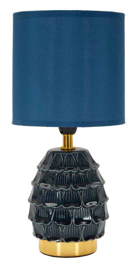 Blaue Keramik Nachttischlampe Stoffschirm Pigmy Moderner Akzent