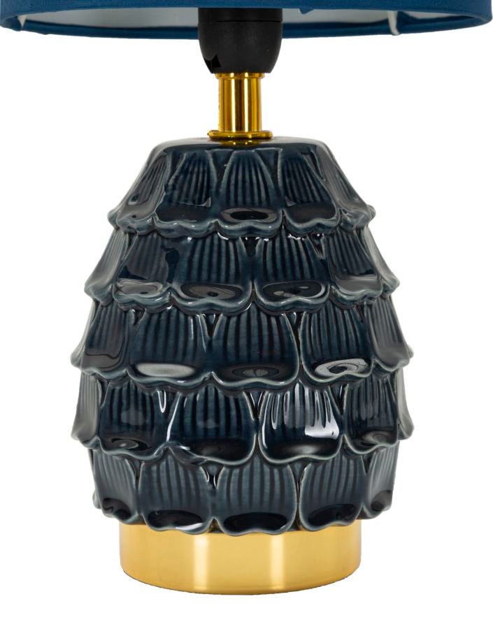 Blaue Keramik Nachttischlampe Stoffschirm Pigmy Moderner Akzent