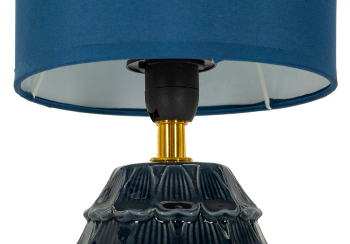 Blaue Keramik Nachttischlampe Stoffschirm Pigmy Moderner Akzent