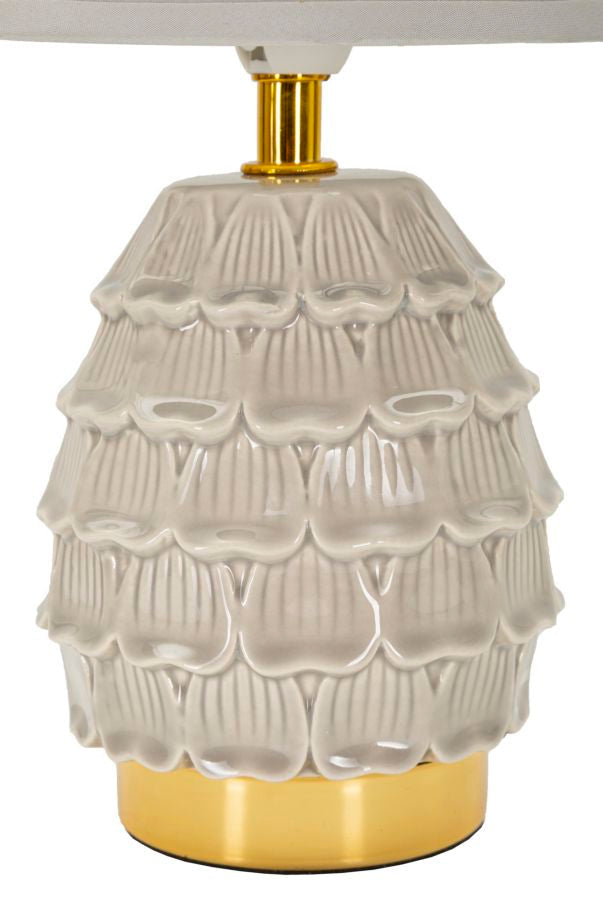 Graue Keramik Nachttischlampe Stoffschirm Pigmy Kollektion