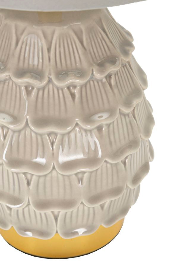 Graue Keramik Nachttischlampe Stoffschirm Pigmy Kollektion