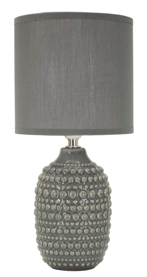 Graue Keramik Nachttischlampe Stoffschirm Points Modernes Design