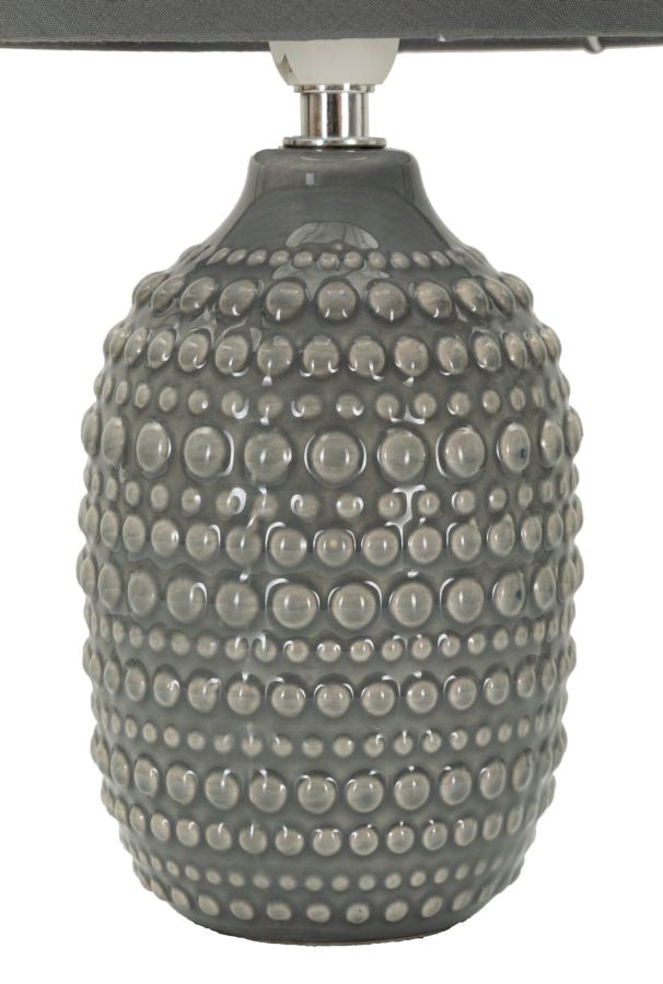 Graue Keramik Nachttischlampe Stoffschirm Points Modernes Design