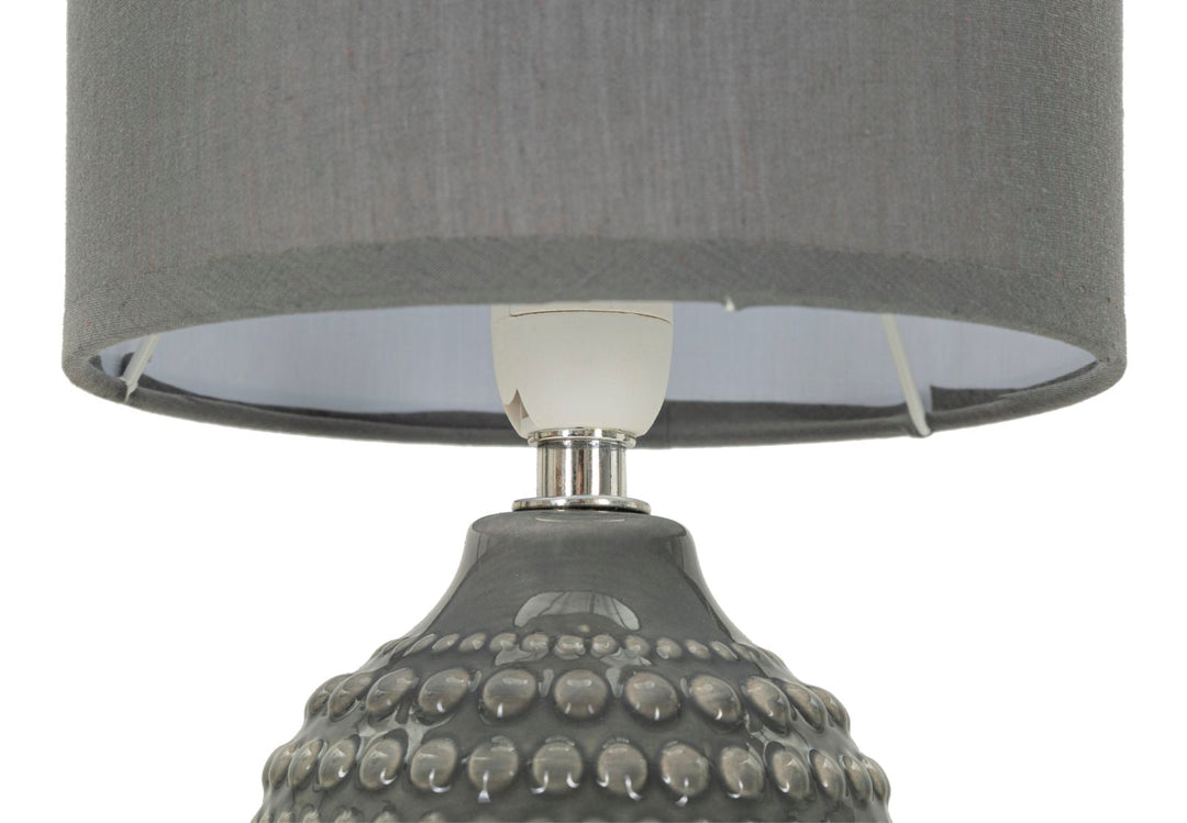 Graue Keramik Nachttischlampe Stoffschirm Points Modernes Design