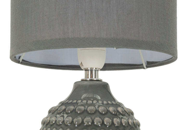 Graue Keramik Nachttischlampe Stoffschirm Points Modernes Design