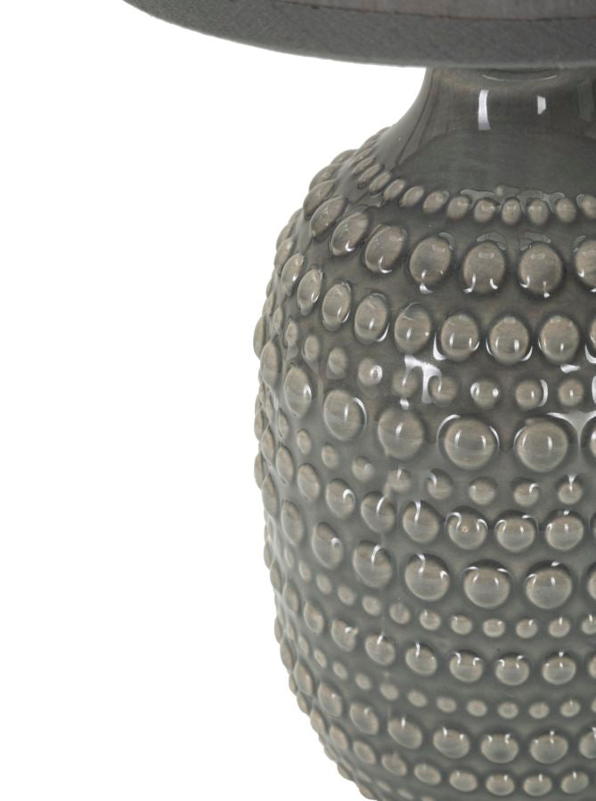 Graue Keramik Nachttischlampe Stoffschirm Points Modernes Design