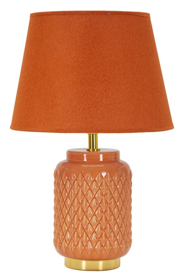 Orange Keramik Tischlampe Stoffschirm Square Modernes Design