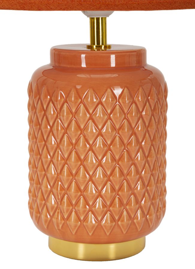 Orange Keramik Tischlampe Stoffschirm Square Modernes Design