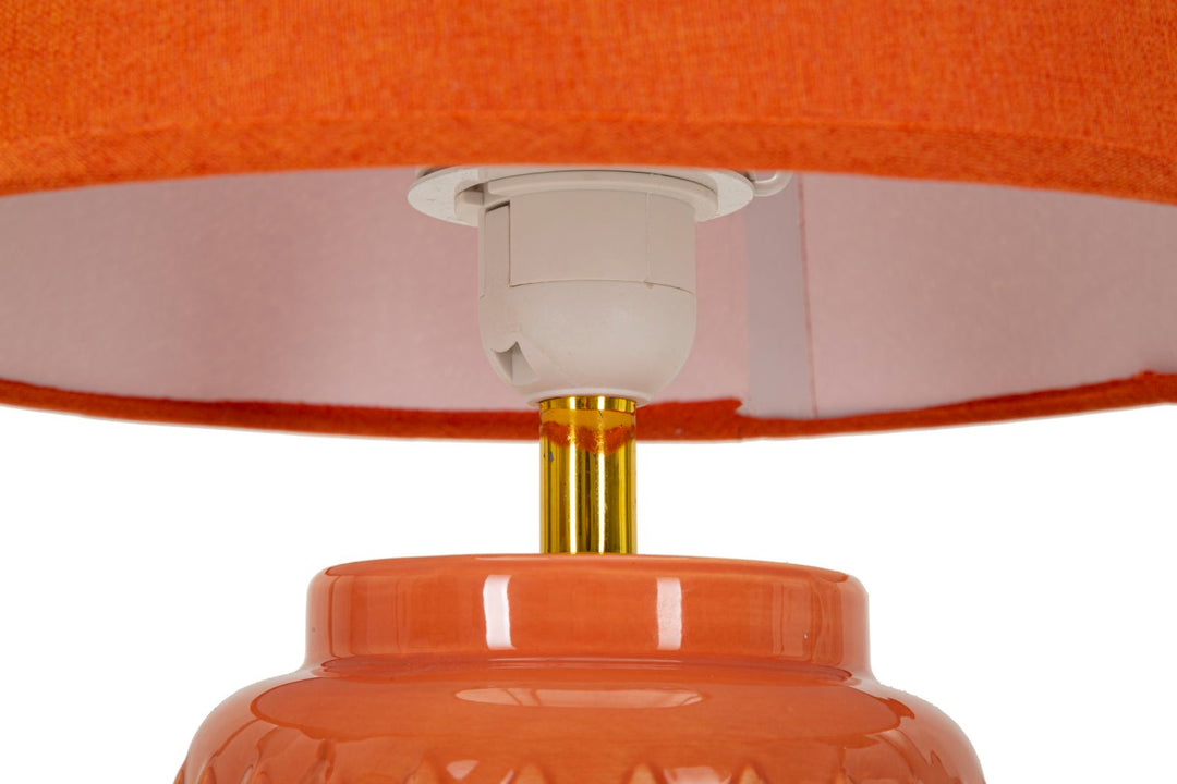 Orange Keramik Tischlampe Stoffschirm Square Modernes Design