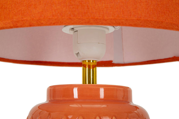 Orange Keramik Tischlampe Stoffschirm Square Modernes Design