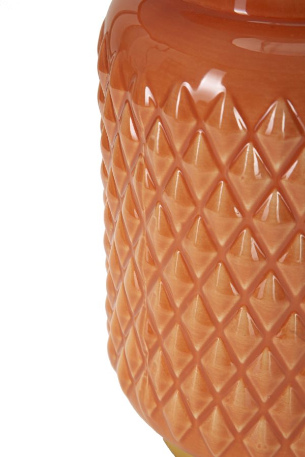 Orange Keramik Tischlampe Stoffschirm Square Modernes Design