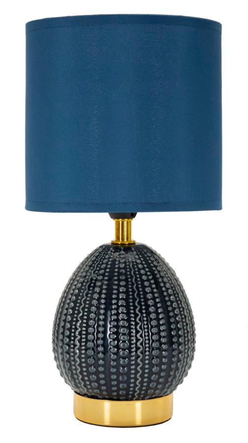 Blaue Keramik Nachttischlampe Stoffschirm Flavi Moderner Akzent