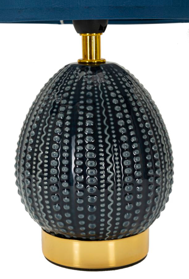 Blaue Keramik Nachttischlampe Stoffschirm Flavi Moderner Akzent