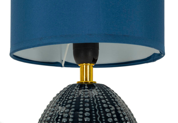 Blaue Keramik Nachttischlampe Stoffschirm Flavi Moderner Akzent